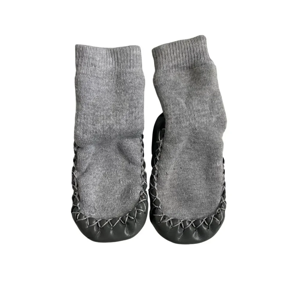 Hanna Andersson Swedish Moccasin Slipper Socks - Grey - 2-4